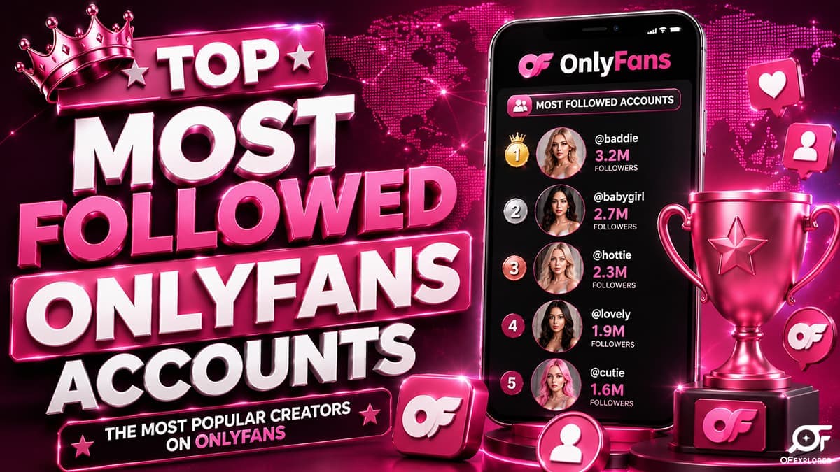 Most followed OnlyFans accounts smartphone graphic showing the top profiles.