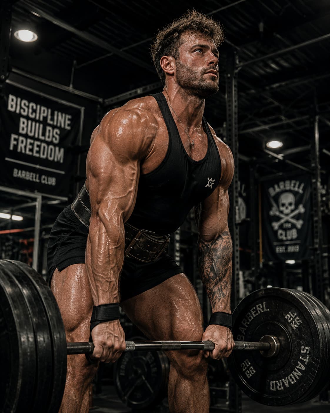Dylan Wild, one of the top hardcore gym influencers on OnlyFans, during an intense workout session.