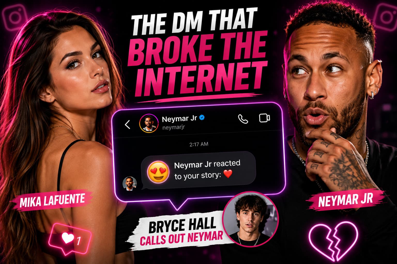 Mika Lafuente and Neymar Instagram DM drama with Bryce Hall