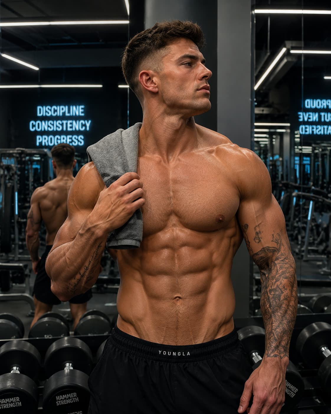 Oliver Flynn showcasing his aesthetic physique as a leading hardcore gym influencer on OnlyFans.