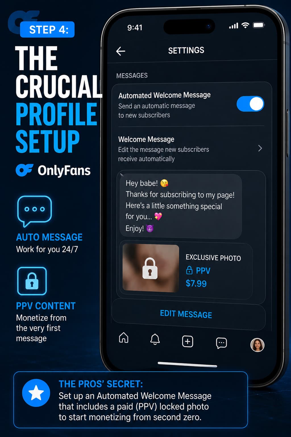 Setting up an automated welcome message with PPV on OnlyFans