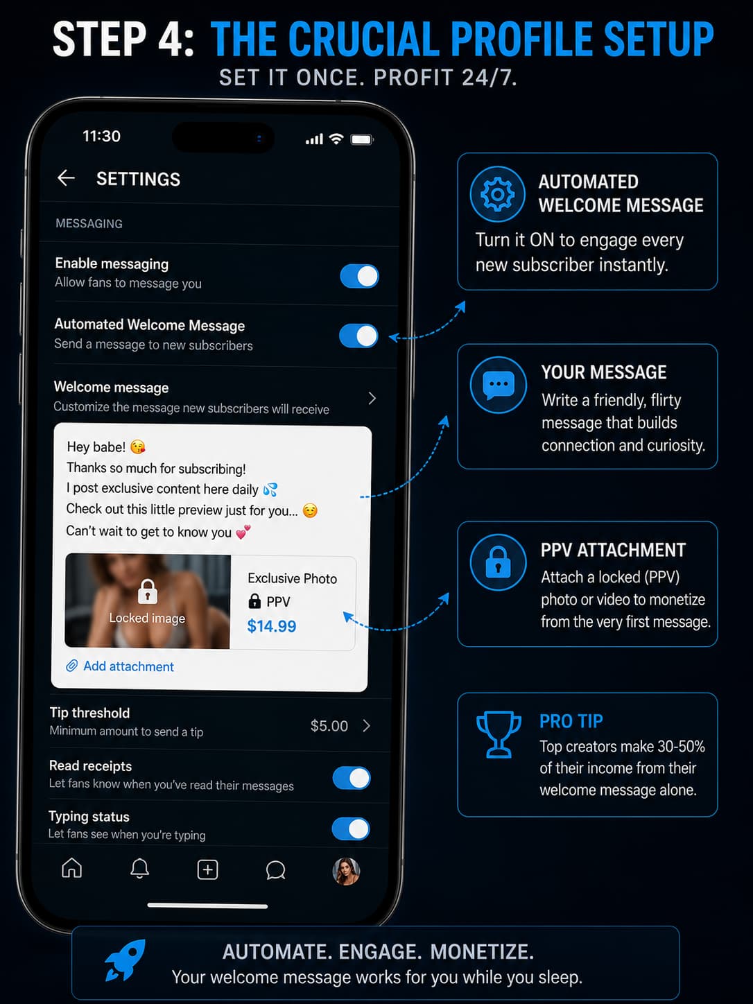Setting up an automated welcome message with PPV on OnlyFans